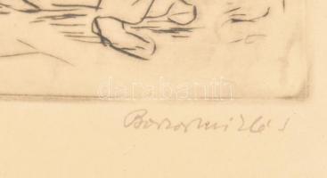 Borsos Miklós (1906-1990): Firenzei naplemente. Rézkarc, papír, jelzett, számozott (85/100), üvegeze...