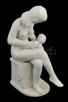 Anya gyermekével, biszkvit porcelán  Idea Iparművészeti vállalatos címkével jelzett, hibátlan, m: 31...