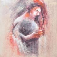 Jelzés nélkül: A vöröshajú lány. Olaj, vászon, fa keretben, 60×60 cm