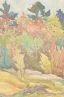 Jelzés nélkül: Őszi erdő. Akvarell, papír. Üvegezett fa keretben, 29,5×21 cm