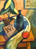 Kmetty jelzéssel: Csendélet. Olaj, farost, fa keretben. 54,5×41,5 cm