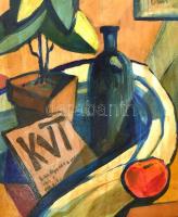 Kmetty jelzéssel: Csendélet. Olaj, farost, fa keretben. 54,5×41,5 cm