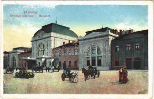 1918 Tarnów, Tarnau; Dworzec kolejowy / Bahnhof / railway station, automobile (fl)