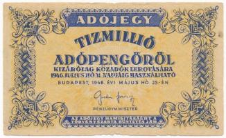 1946. 10.000.000AP sorozat- és sorszám nélkül, fordított címerrel, "amelyekNEK" T:III Adamo P54