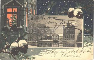 1904 Neumünster. Verlag H. Hallberg. Art Nouveau, litho winter frame (EK)