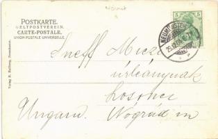 1904 Neumünster. Verlag H. Hallberg. Art Nouveau, litho winter frame (EK)