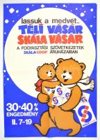 cca 1980 Skála, lássuk a medvét plakát. 60x80 cm Hajtva, nyomokkal