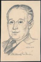 Zádor István (1882-1963): Nádasdy Kálmán (1904-1980) opera- és filmrendező. Ceruza, papír, jelzett, 18,5×12 cm