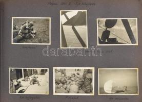 1941 Pápa, katonai ejtőernyős képzés, repülőgépek a pápai repülőtéren, 32 db fotó, fotósarokkal kart...