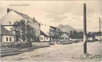 1939 Kakaslomnic, Velká Lomnica, Gross-Lomnitz (Magas-Tátra, Vysoké Tatry); utcakép farakásokkal / street view with wood pile + NS Feldpost (EK)