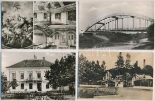 Sárvár - 4 db MODERN városképes lap: vár, Rába híd, Tanácsháza, cukorgyár (Képzőművészeti Alap Kiadóvállalat) / 4 MODERN town-view postcards