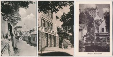 Veszprém - 6 db MODERN városképes lap: Megyei Tanácsház, Múzeum és Könyvtár, Toborzó utca a tűztoron...