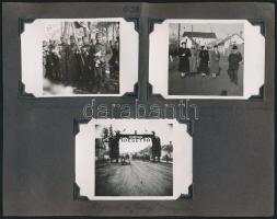 1938 Bevonulási fotók a Felvidékre (Fülek, Tornaalja, Bánréve), 9 db fotó, fotósarokkal kartonra erősítve, 6×8,5 cm