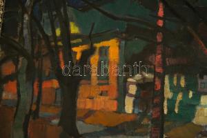 Nagy Oszkár (1893-1965): Napsütéses felsőbányai utcarészlet, 1935. Olaj, vászon. Jelzett és datált: ...