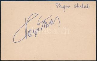 Páger Antal (1899-1986) színművész aláírása papírlapon