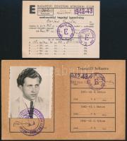 1942 Budapesti Egyetemi Athlétikai Club fényképes tagsági jegye, céllövő szakosztályi igazolvánnyal, jó állapotban, 2 db