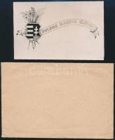 1946 Boldog Magyar Újévet - fotó üdvözlőkártya Kossuth-címerrel, borítékjában, 5,5×9 cm
