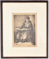 Zsögödi Nagy Imre (1893-1976): Bibliás asszony, 1923. Rézkarc, papír, jelzett, üvegezett fa keretben...