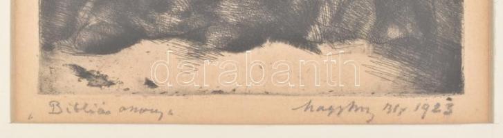 Zsögödi Nagy Imre (1893-1976): Bibliás asszony, 1923. Rézkarc, papír, jelzett, üvegezett fa keretben...