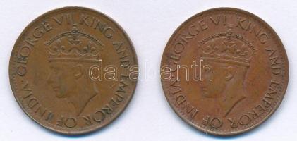 Ceylon 1942-1943. 1c Br (2xklf) T:2- Ceylon 1942-1943. 1 Cent Br (2xdiff) C:VF Krause KM#111a