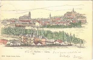 1903 Nyitra, Nitra; látkép, művészlap. Huszár István kiadása / general view, art postcard (EK)