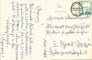 1966 Boldog új évet! kéményseprő. Saját kézzel festett / Hand-painted New Year greeting with chimney...