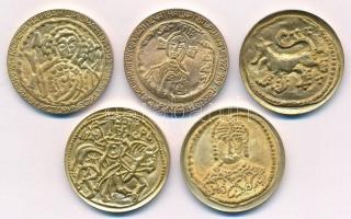 Bulgária DN 5db-os középkori bolgár pénz utánveret tétel, egy kivételével mind bolgár nyelvű körirattal T:1-,2