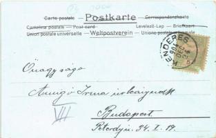 1904 Arad, Andrássy tér, Maros-part, Városháza, Lyceum, Színház. Bloch H. kiadása / square, Mures ri...