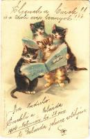 1900 Cats singing. Lith-Artist Anstalt Serie 36. No. 18199. litho (EK)