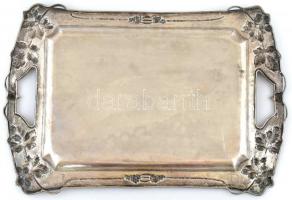 Szecessziós ezüst (Ag) tálca gazdag szőlőt és leveleket formázó díszítésekkel. Jelzett. 1312 g. 52x3...