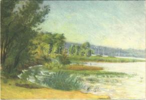 Balaton, partrészlet. Gaubek Studió pasztellkép s: Klimó István