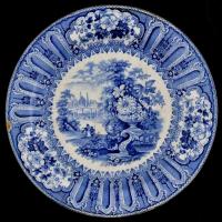 Régi Wedgewood porcelán tányér. Kézzel festett, jelzett, kis lepattanással d: 20 cm