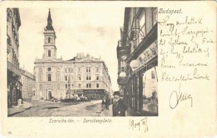 1909 Budapest V. Szervita tér és templom, Zelenkay, Szénásy és Lang M. üzlete (r)