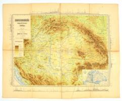 1893 Magyarország hegy- és vízrajzi térképe, összeáll.: Homolka József, Bp., Eggenberger, a hátoldalán javított, 45x55 cm