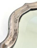 1853 Bécs, antik ezüst biedermeier asztali tükör 13 latos, fémjellel, mesterjeggyel fazettált tükörr...