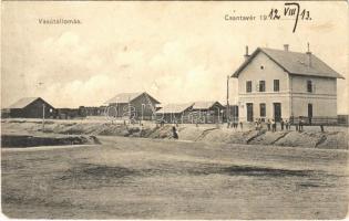 1912 Csantavér, Cantavir; Vasútállomás. Krausz Mór kiadása / Bahnhof / railway station (Rb)