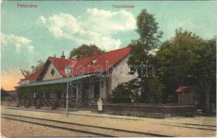 1916 Péterréve, Backo Petrovo Selo; vasútállomás. Adler József kiadása / Bahnhof / railway station (EK)