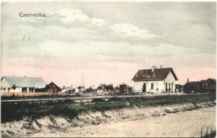 1908 Cservenka, Crvenka; vasútállomás, gőzmozdony, vonat. Anitta Wien 6392. / Bahnhof / railway station, locomotive, train