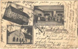 1910 Homokrév, Mokrin; Gőzmalom, Seprűgyár, munkások. Kiadja Szecsánszky Sándor / steam mill, broom factory, workers. Floral (fl)