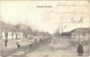 1911 Szond, Sonta; Fő utca. Freudinger Mór kiadása / main street (apró szakadás / tiny tear)