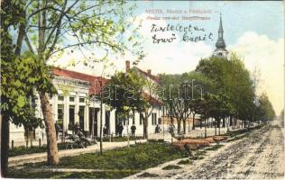 1913 Apatin, Fő utca, Gasz Mátyás üzlete és saját kiadása / main street, shop of Gasz