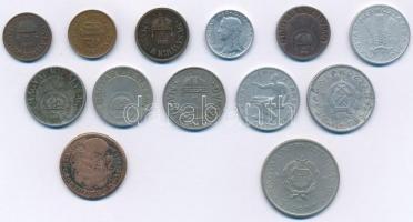 Vegyes 13db-os érme tétel az 1766-1967 közötti időszakból poltura, fillér, forint névértékek T:2-3