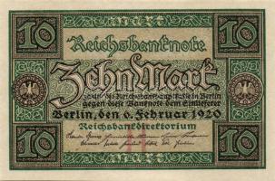 Német Birodalom/Weimari Köztársaság 1920. 10M(2x) egymásutáni sorszámokkal T:I