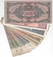 1936. 10P (3x) + 1941. 20P (2x) + 1945. 1000P "MNB" bélyeggel + 10.000P "MNB" bé...