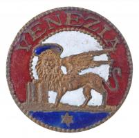 Olaszország DN VENEZIA Velence címerét ábrázoló zománcozott Br jelvény (25mm) + Velence címerét ábrázoló dombornyomott, részben aranyozott litho képeslap T:1-