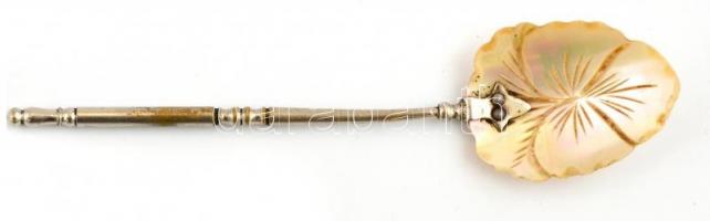 Gyöngyház és fém kiskanál 13 cm