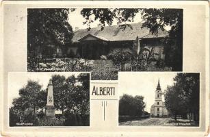 1939 Alberti (Albertirsa), Gróf Szapáry kastély, Hősök szobra, Evangélikus templom