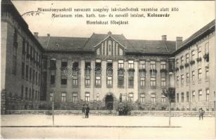 1915 Kolozsvár, Cluj; Miasszonyunkról nevezett szegény iskolanővérek vezetése alatt álló Marianum róm. kat. tan- és nevelő intézet, homlokzat főbejárat / girl school