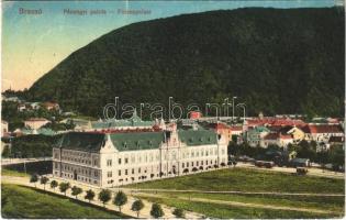 1917 Brassó, Kronstadt, Brasov; Pénzügyi palota. Vasúti levelezőlapárusítás 44. sz. 1916. / Financial palace (EK)
