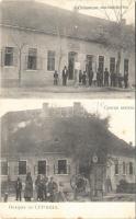 1915 Surcin, Szurcsin; Opcinsko poglavarstvo, Srpska Skola / municipal government, Serbian school, well. Atelier Wannek + Cens. Censor No. 5. (EB)